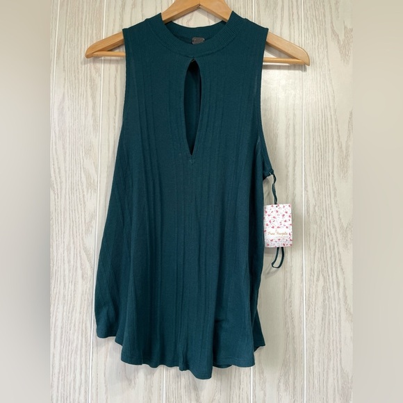 Free People Women's Faye turquoise Ribbed Tank Top Size S - Picture 4 of 5